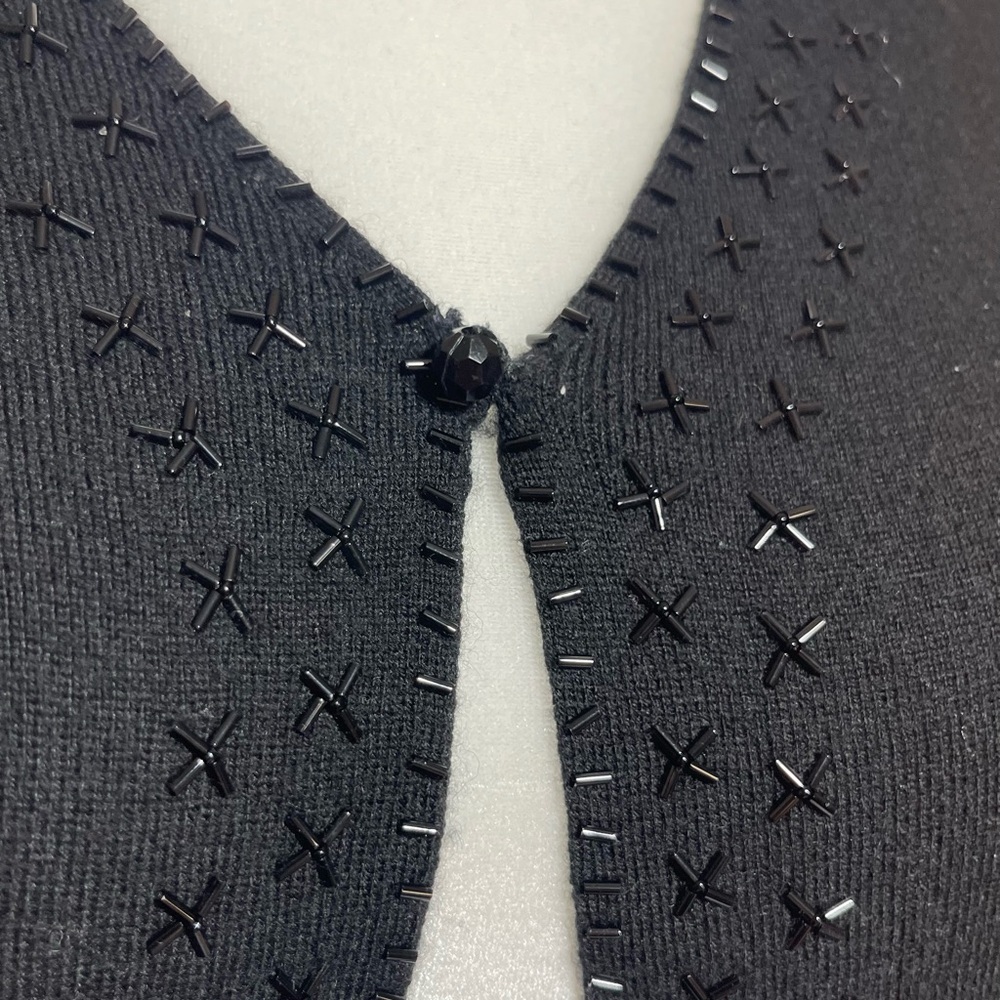 Valerie Stevens Black Cardigan with Embellished Trim - Picture 7 of 8